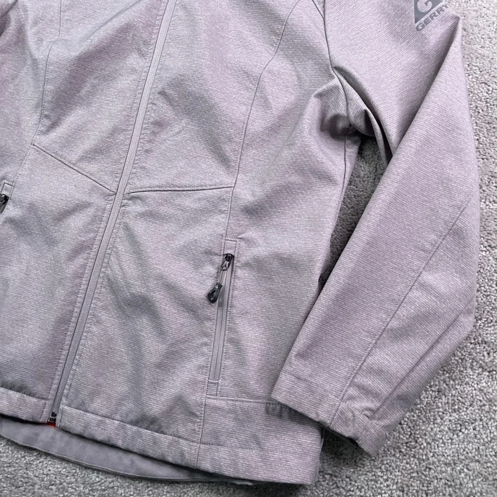Gerry Jacket Womens Medium Grey Soft‎ Shell Full Zip Lined Hooded Outdoors